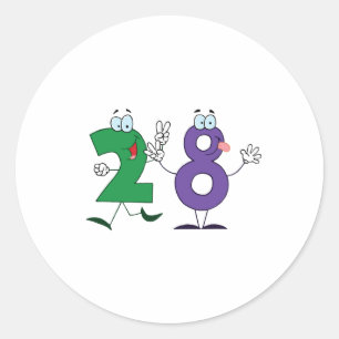 Adesivo Redondo Número feliz 28