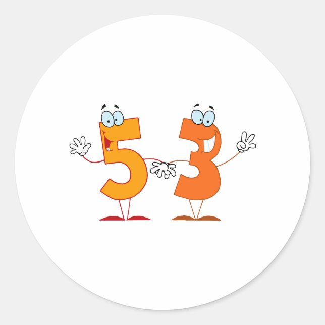 Adesivo Redondo Número Feliz 53 (Frente)