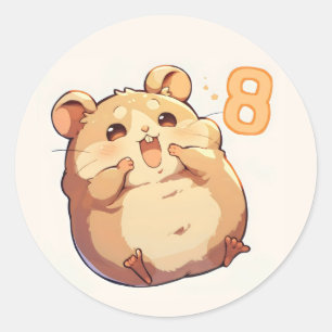 Adesivo Redondo Número Oito Anime Hamster