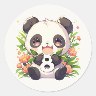Adesivo Redondo Número Oito Anime Panda