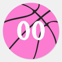 Adesivo Redondo Número ou Cartas personalizadas de basquete rosa