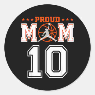 Adesivo Redondo Número Personalizado 10 Mãe Orgulhosa de Basquete