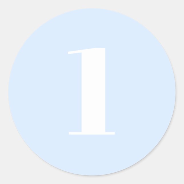 Adesivo Redondo Número personalizado moderno, data, azul claro (Frente)