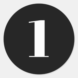 Adesivo Redondo Número personalizado moderno, idade, branco preto