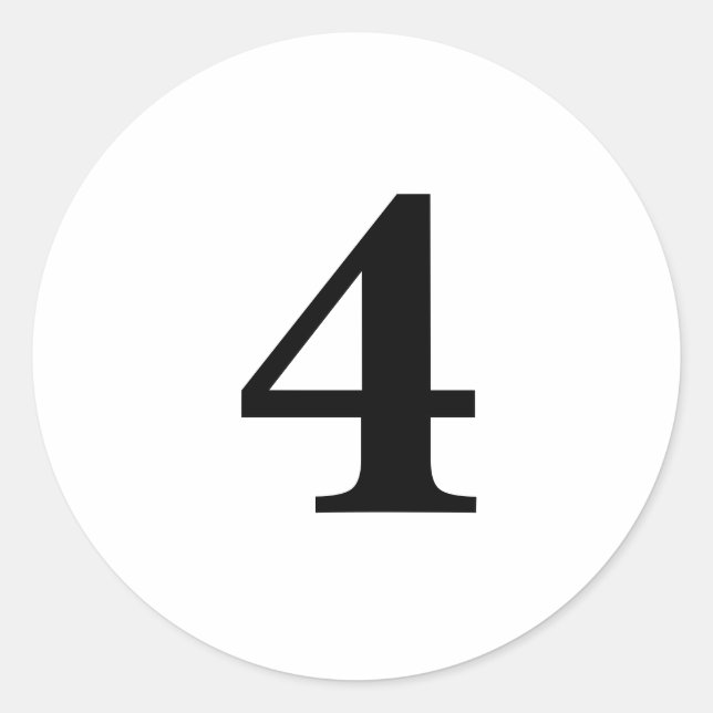 Adesivo Redondo Número quatro de material de planejamento simples  (Frente)
