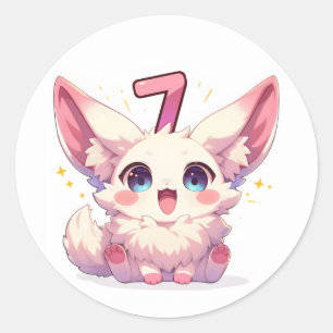 Adesivo Redondo Número Sete Animal Anime Fofo
