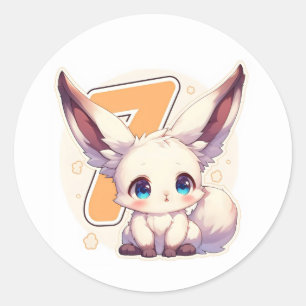 Adesivo Redondo Número Sete Animal de Anime Fofo