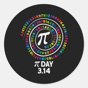 Adesivo Redondo Números De Cores Espirais Do Dia Pi 3.14 Feliz Dia