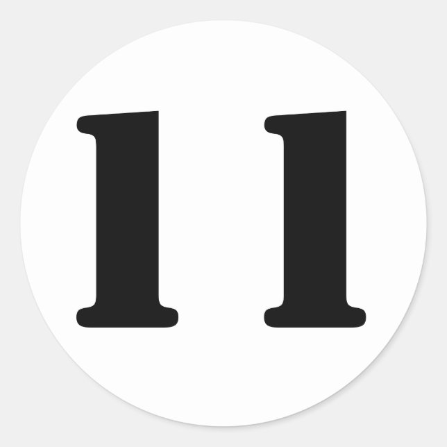 Adesivo Redondo Números de lápis por Janz Número 11 Eleven Branco (Frente)
