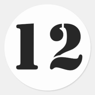 Adesivo Redondo Números de lápis por Janz Número 12, Doze Branc