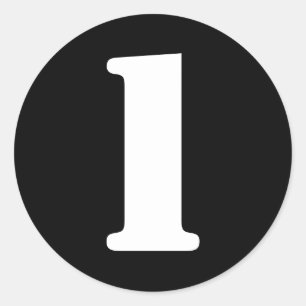 Adesivo Redondo Números de lápis por Janz Número 1 Um Preto