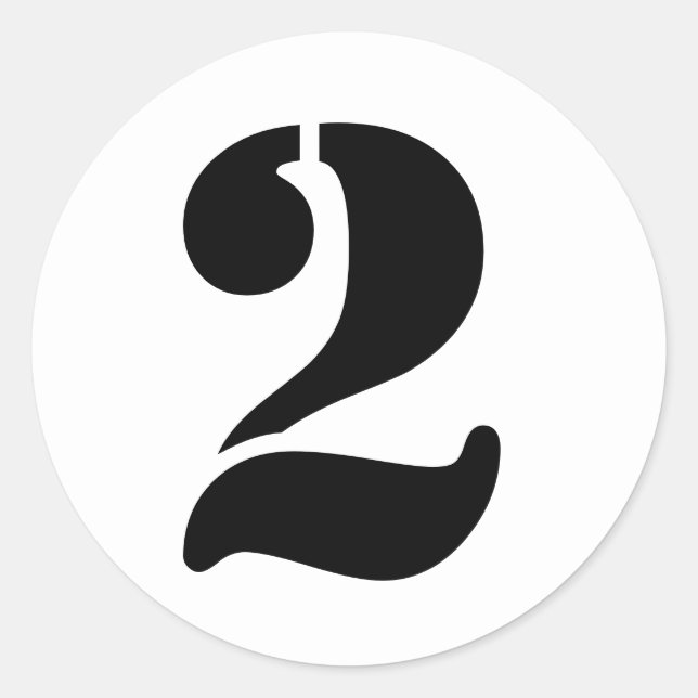 Adesivo Redondo Números de lápis por Janz Número 2 Duas Brancas (Frente)