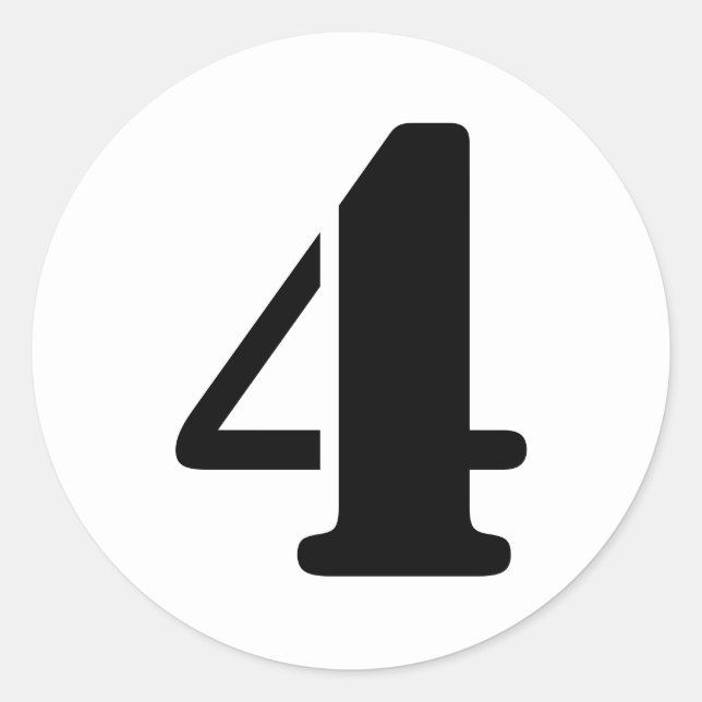 Adesivo Redondo Números de lápis por Janz Número 4 Quatro Branco (Frente)