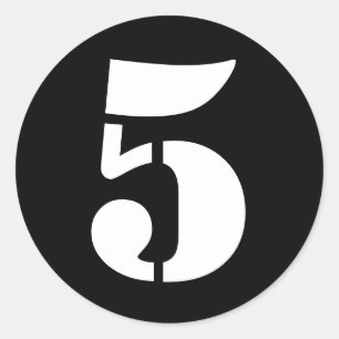 Adesivo Redondo Números de lápis por Janz Número 5 Cinco Pretos