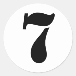 Adesivo Redondo Números de lápis por Janz Número 7 Sete Branco