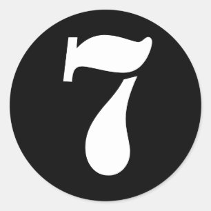 Adesivo Redondo Números de lápis por Janz Número 7 Sete Preto