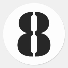 Adesivo Redondo Números de lápis por Janz Número 8 Oito Branco