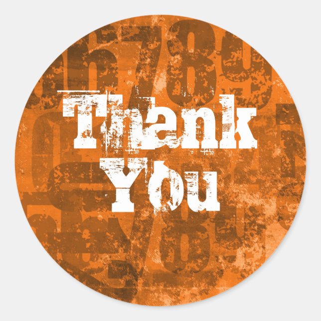 Adesivo Redondo Números grandes na textura do dourado laranja acas (Frente)