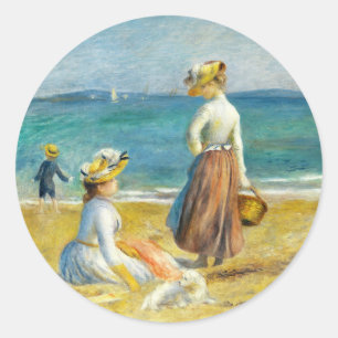 Adesivo Redondo Números na Praia, Auguste Renoir Art