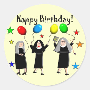 Adesivo Redondo Nun Happy Birthday Cards & Gifts