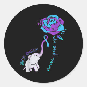 Adesivo Redondo Nunca Desista De Feliz Sensibilização Para O Suicí