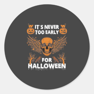 Adesivo Redondo Nunca é Tarde Demais para o Halloween Caveira Vinh