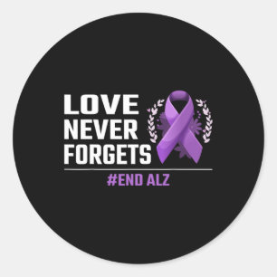 Adesivo Redondo Nunca Esquece Alzheimer Purple Ribbon Heimer