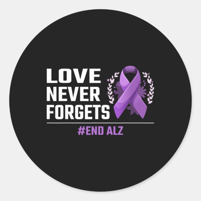 Adesivo Redondo Nunca Esquece Alzheimer Purple Ribbon Heimer (Frente)