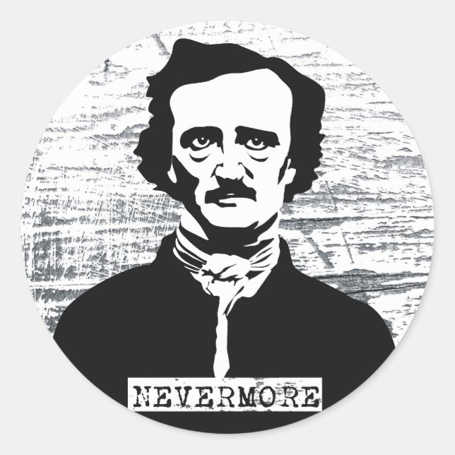 Adesivo Redondo Nunca mais Edgar Allan Poe (Frente)