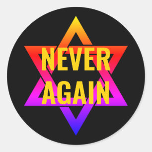 Adesivo Redondo NUNCA MAIS Holocausto YOM HASHOAH