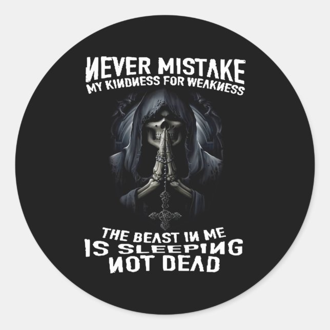 Adesivo Redondo Nunca Misture Minha Bondade Por Fraqueza Básica (Frente)