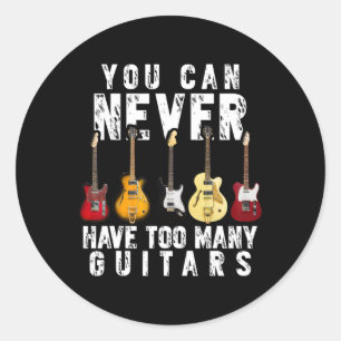 Adesivo Redondo Nunca Poderei Ter Muitos Guitarras De Música Engra