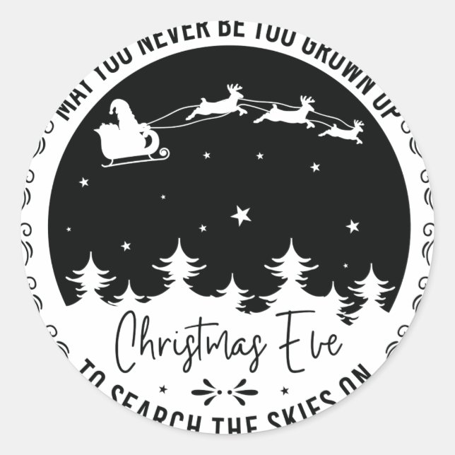 Adesivo Redondo Nunca seja muito velho para procurar nos céus (Frente)