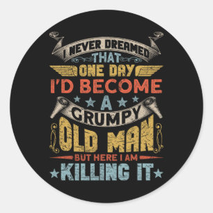 Adesivo Redondo Nunca sonhei que eu me tornaria um velho homem rab