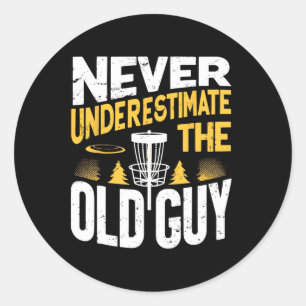 Adesivo Redondo Nunca Subestime O Cara Velho Divertido Disc Golf F