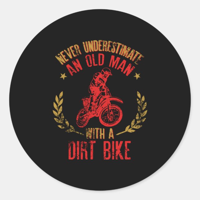 Adesivo Redondo Nunca Subestime Um Velho Papoila Com Uma Bicicleta (Frente)