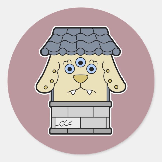 Adesivo Redondo Nurikabe, o monstro da parede japonesa (Frente)