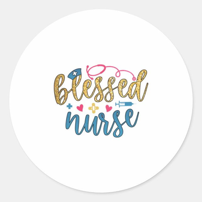 Adesivo Redondo Nurse Gift | Blessed Nurse (Frente)