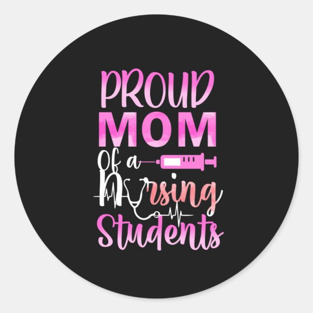 Adesivo Redondo Nurse Gift | Proud Mom Of A Nursing (Frente)
