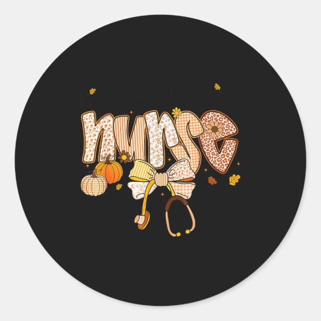 Adesivo Redondo Nurse Labor And Delivery Coquette Fall Pumpkin Tha (Frente)