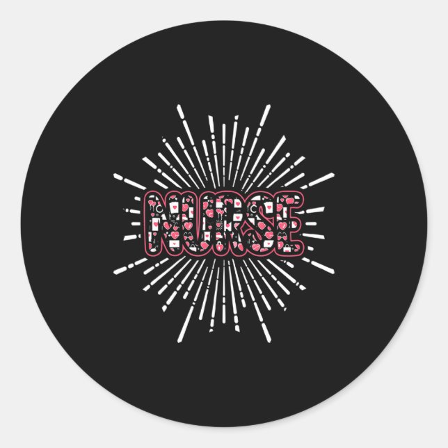 Adesivo Redondo Nurse Life Valentines Day Stethoscope Er Icu Nicu  (Frente)