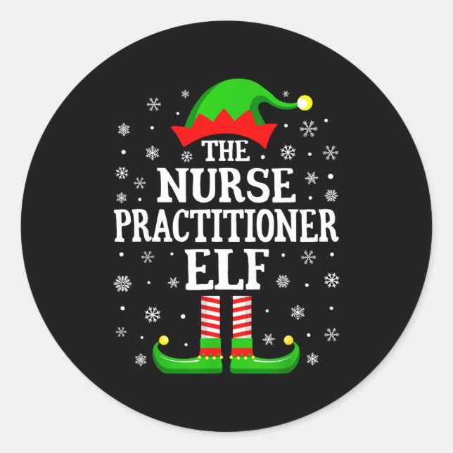 Adesivo Redondo Nurse Practitioner Elf Funny Christmas Family Matc (Frente)