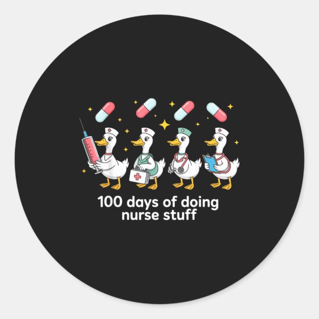 Adesivo Redondo Nurse Skeleton New Year Crew 2026 Funny Er Icu Par (Frente)