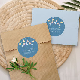 Adesivo Redondo Nursery Stars Chá de fraldas Personalizado Azul