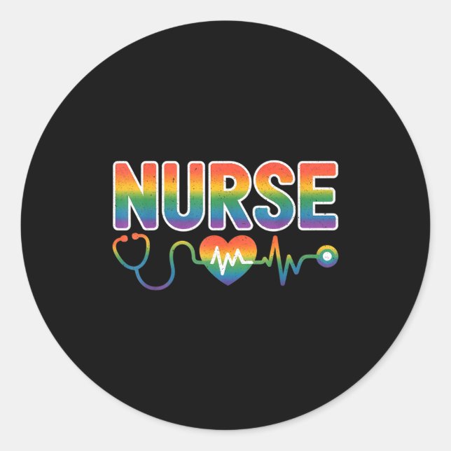 Adesivo Redondo Nurse's Life Lgbt Heart Stethoscope Nurse Week  (Frente)