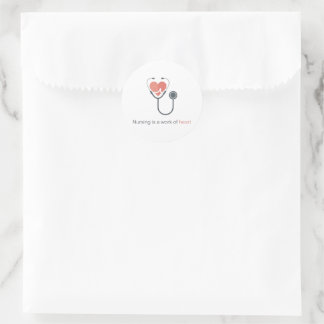 Adesivo Redondo Nursing Is A Work Of Heart Stethoscope Sticker Nur