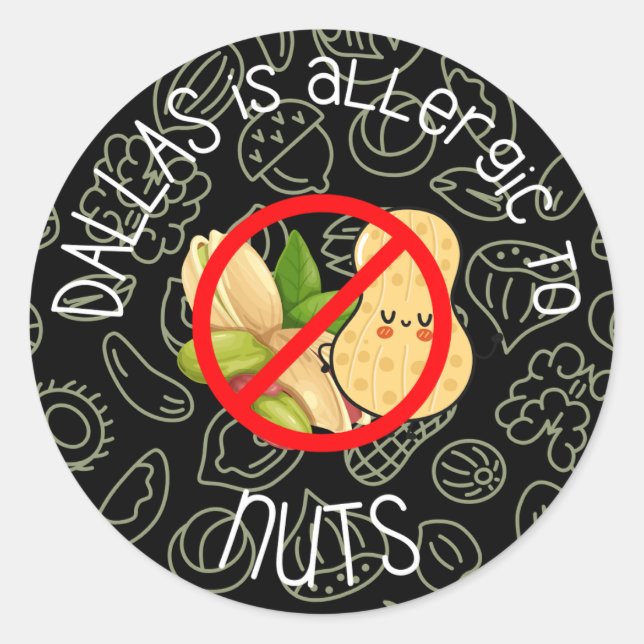Adesivo Redondo Nut Allergy Sticker (Frente)