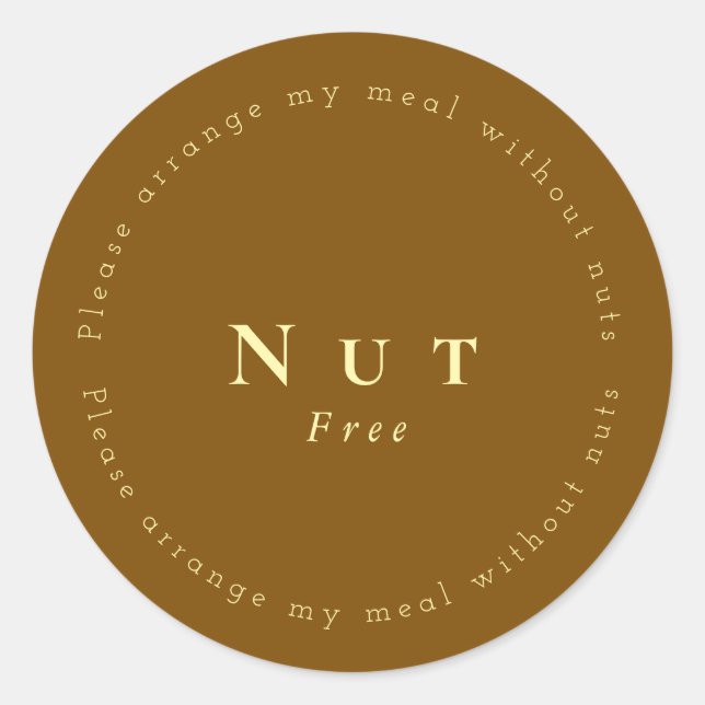 Adesivo Redondo Nut-Free Request Sticker, Brown - Light yellow (Frente)