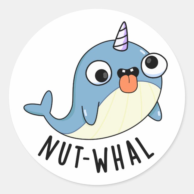 Adesivo Redondo Nut-whal Funny Narwhal Pun (Frente)