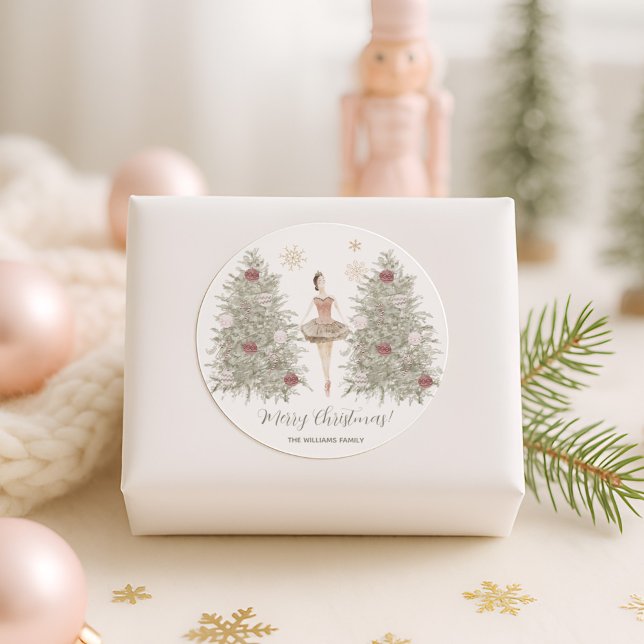 Adesivo Redondo Nutcracker Ballerina Natal (Criador carregado)